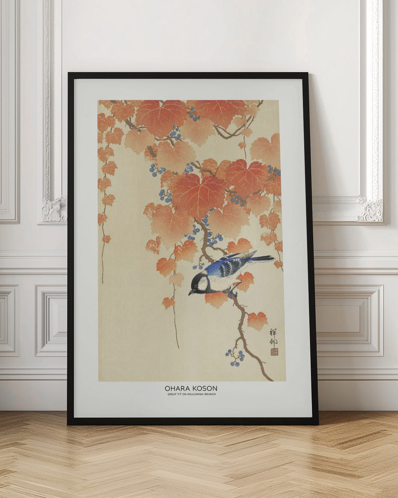 Great Tit On Paulownia Branch | Poster - Room Interior 1