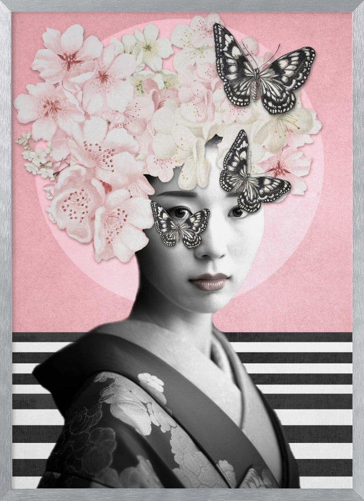 Spring Geisha | Poster - Silver Frame Interior