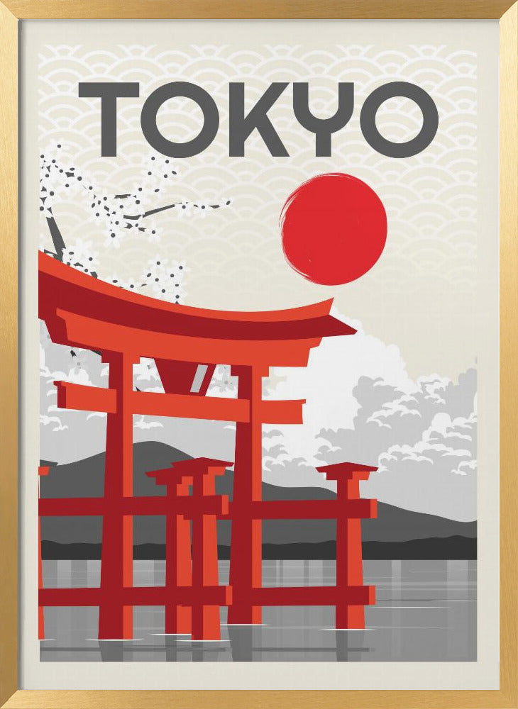 Tokyo Sun | Poster - Gold Frame Interior