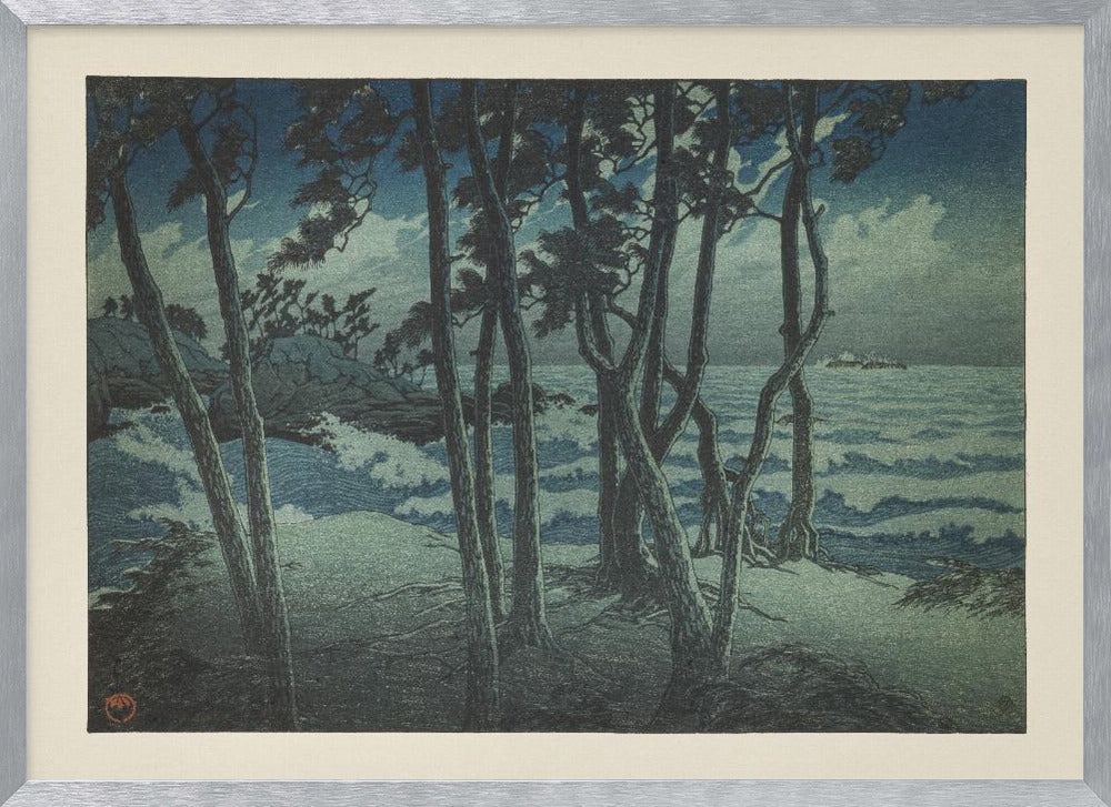 Hinomisaki, Izumo, From the Series “souvenirs of Travels, Third Series” | Poster - Silver Frame Interior