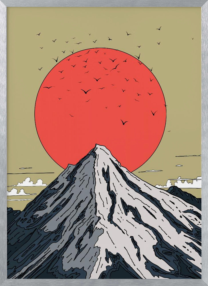 Snow Capped Mountain | Poster - Silver Frame Interior