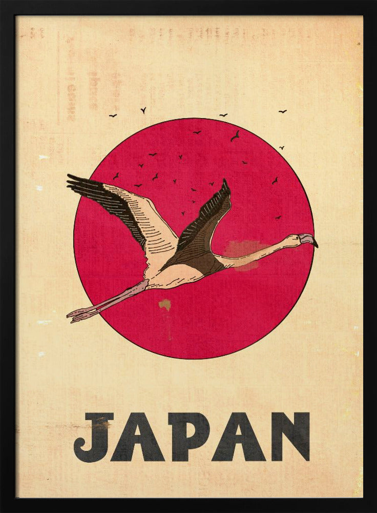 Japan Vintage Travel Poster | Poster - Black Metal Frame Interior