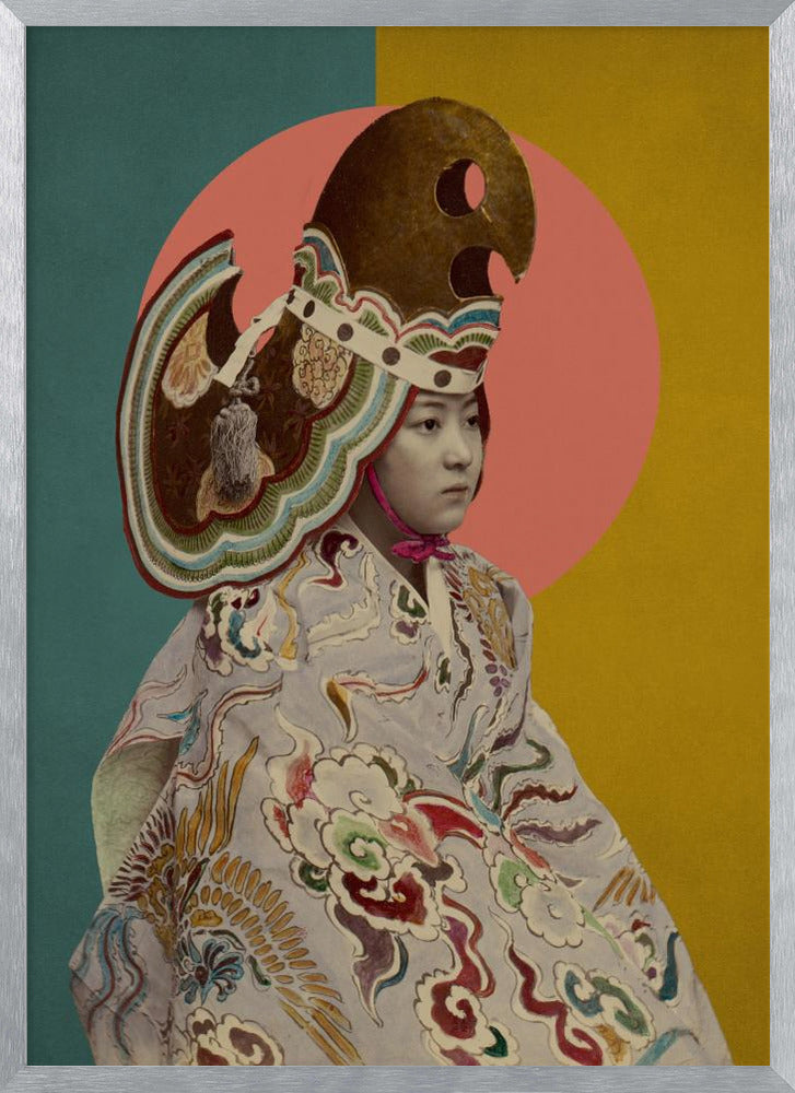 Performing Bugaku - a Portrait | Poster - Silver Frame Interior