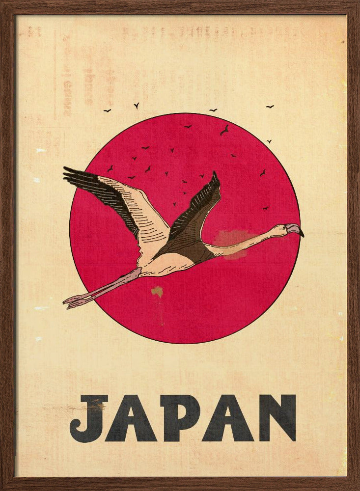 Japan Vintage Travel Poster | Poster - Walnut Frame Interior