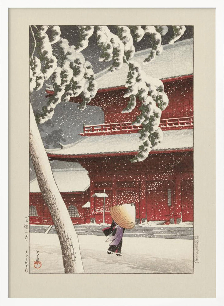 Het Zojo Heiligdom In Shiba (1925) By Kawase Hasui and Watanabe Shōzaburō | Poster - White Frame Interior