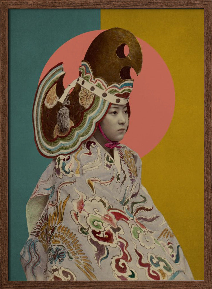 Performing Bugaku - a Portrait | Poster - Walnut Frame Interior