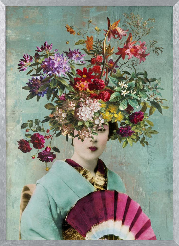 Botanical Japanese | Poster - Silver Frame Interior