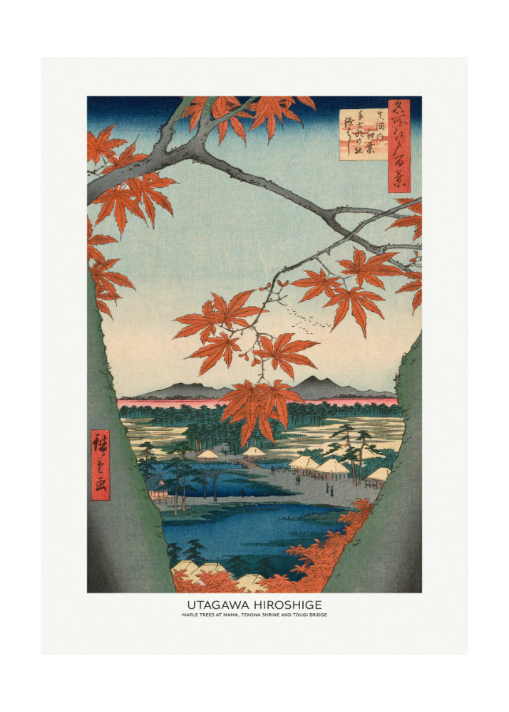 Maple Trees At Mama, Tekona Shrine and Tdugi Bridge | Poster - Passepartout