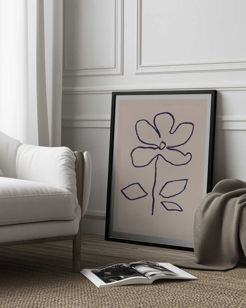 Oil Pastel Flower Blue | Poster