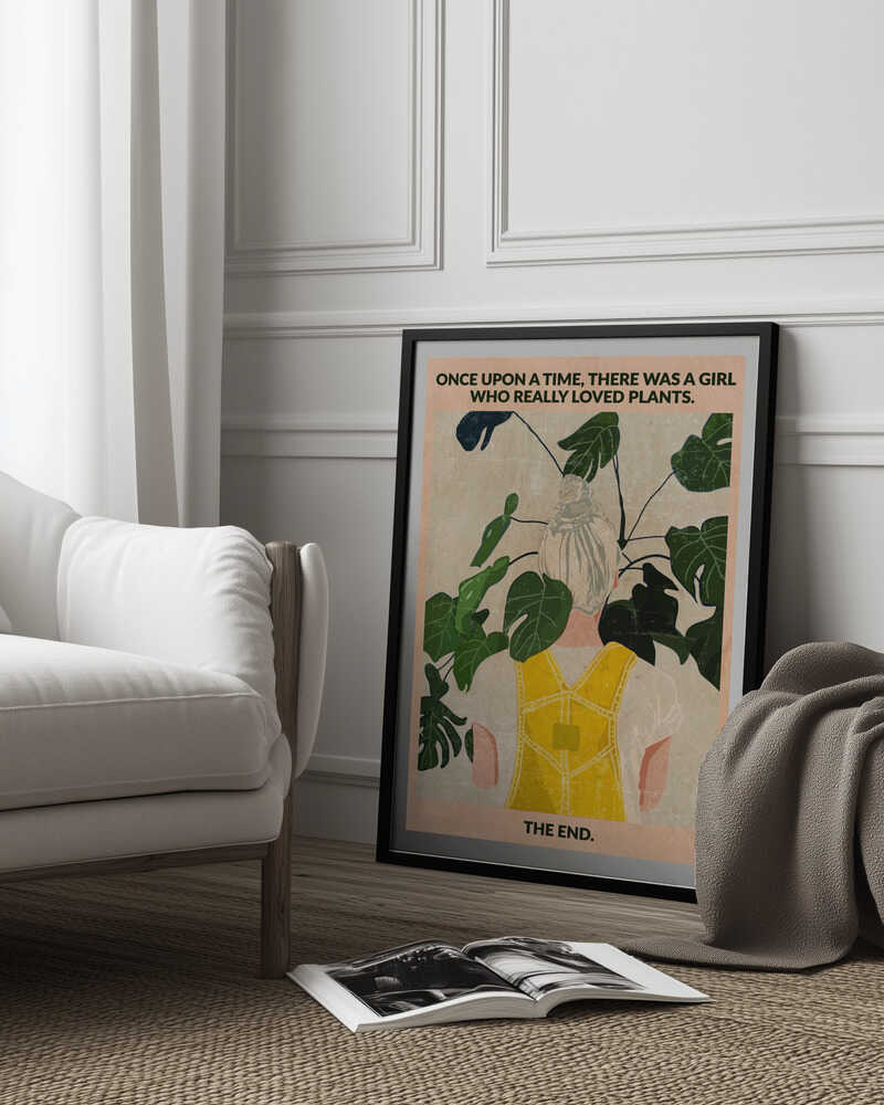 Plant Girl (gris : vintage) | Affiche