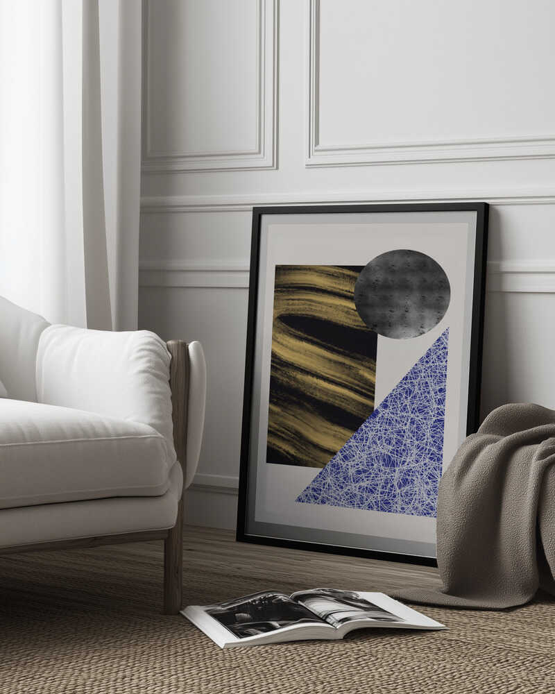 Formes géométriques à texture noire et dorée | Affiche