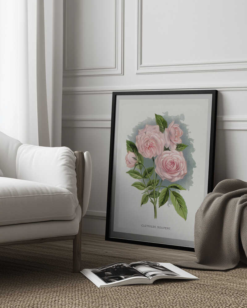 Pink Rose, Lithografie von Clothilde Soupert | Poster