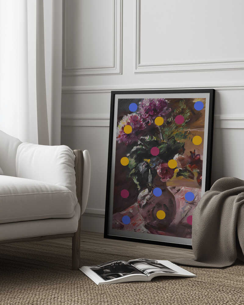 Classic Vase of Flowers And Dots | Poster