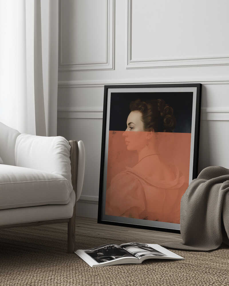 Verändertes Porträt einer Frau in Orange – Moderne Kunst | Poster