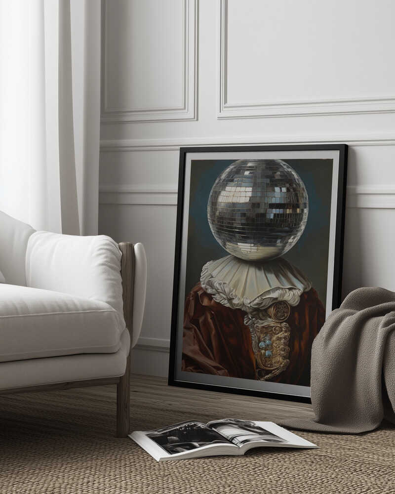 Antike Discokugel, Mann mit Discokopf | Poster