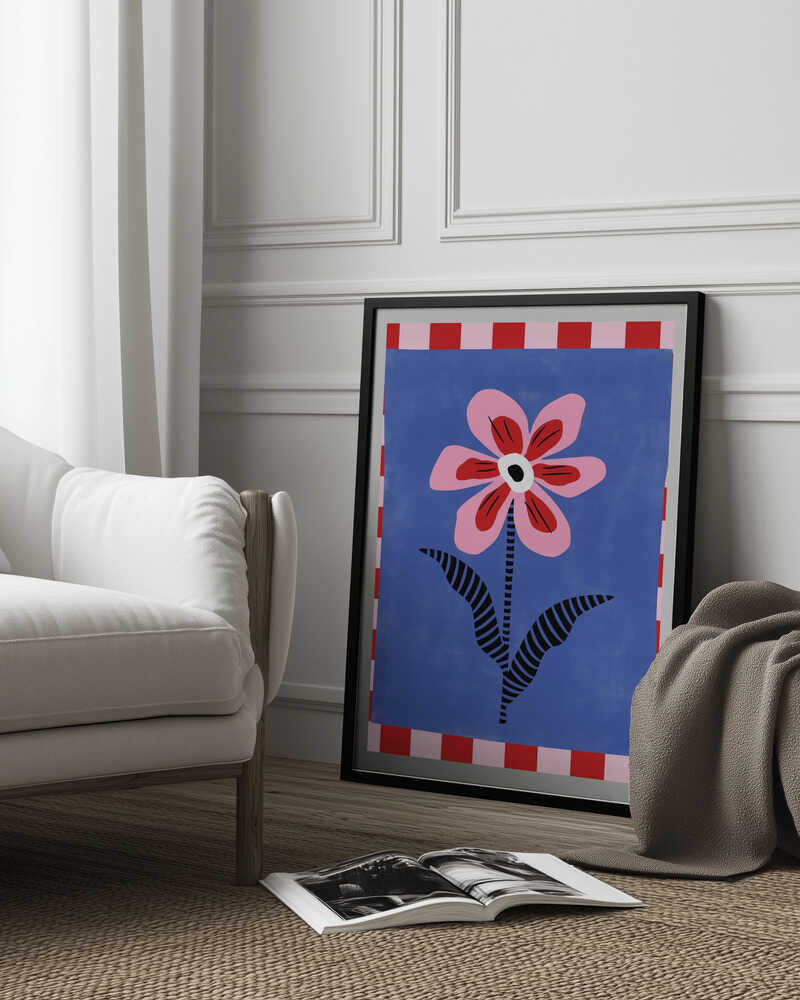 Flower with Pink Petals and Striped Leaves | Poster