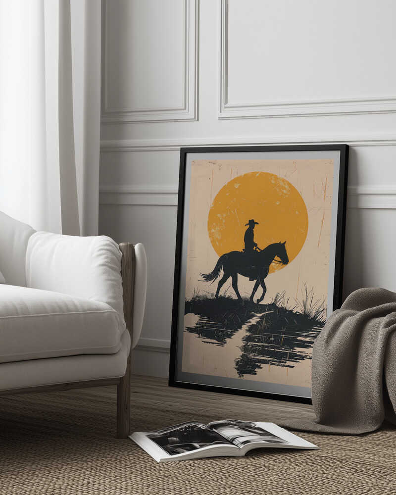 Cowboy au coucher du soleil | Affiche