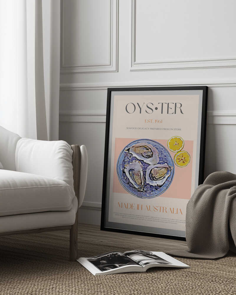Fresh Oysters with Lemon Slices | Poster