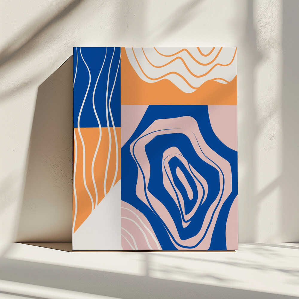 Abstract Collage In Blue and Orange | Canvas