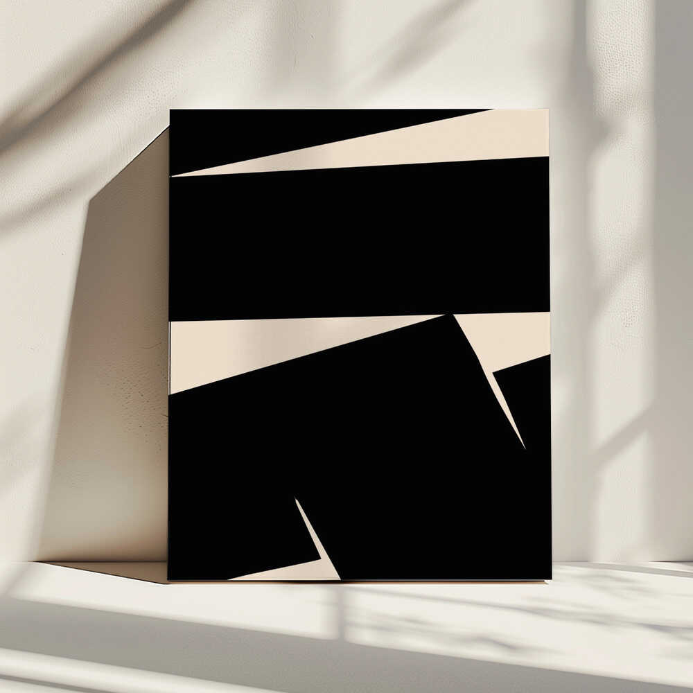 Schwarzes, einfarbiges abstraktes Leinwandbild | Leinwand