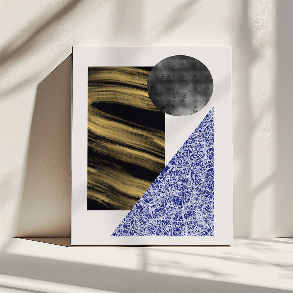 Geometric Shapes With A Black And Gold Textured | Canvas