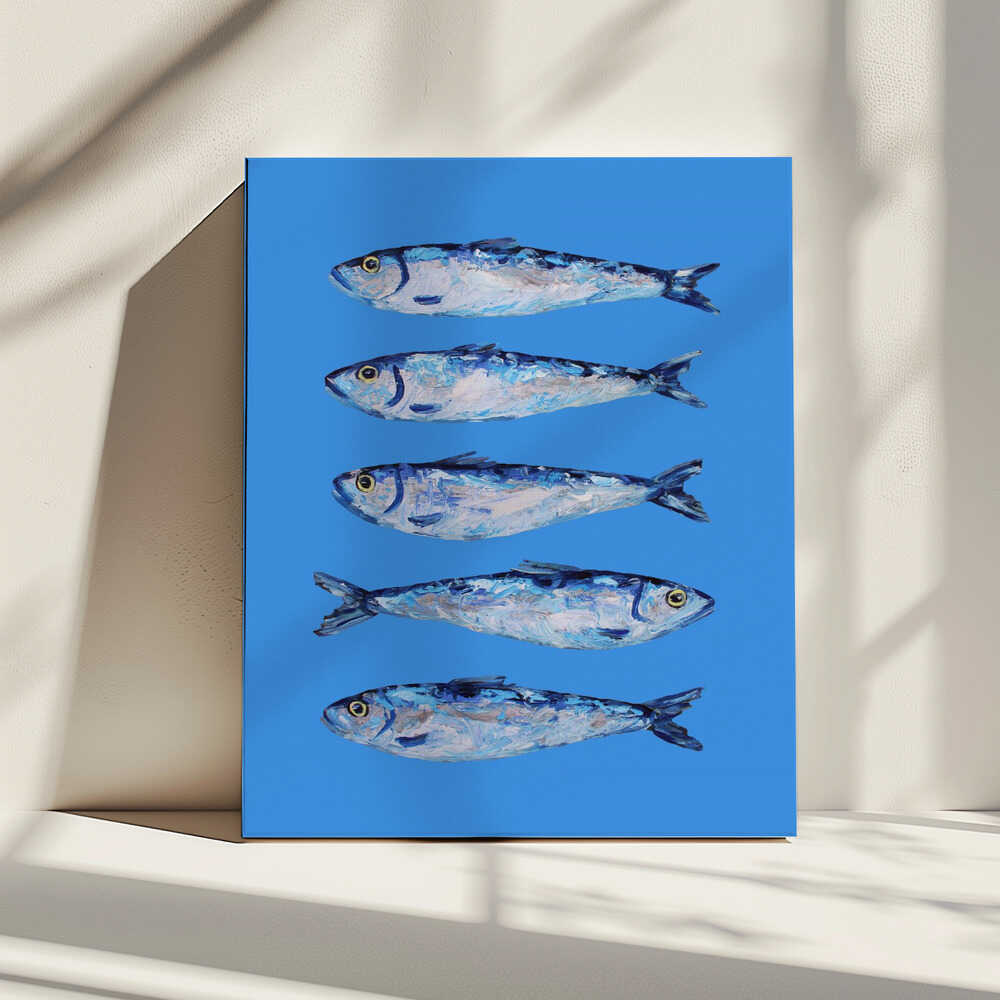 Sardines sur fond bleu | Toile