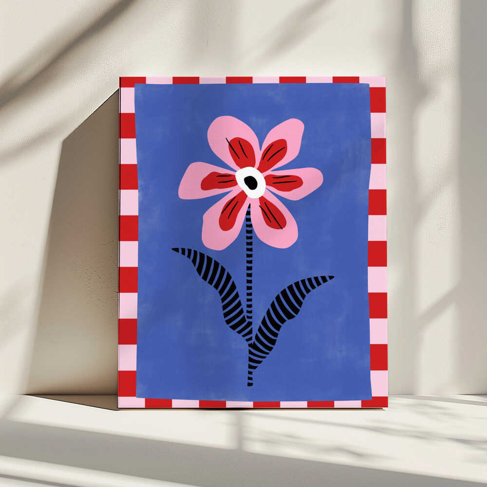 Flower with Pink Petals and Striped Leaves | Canvas