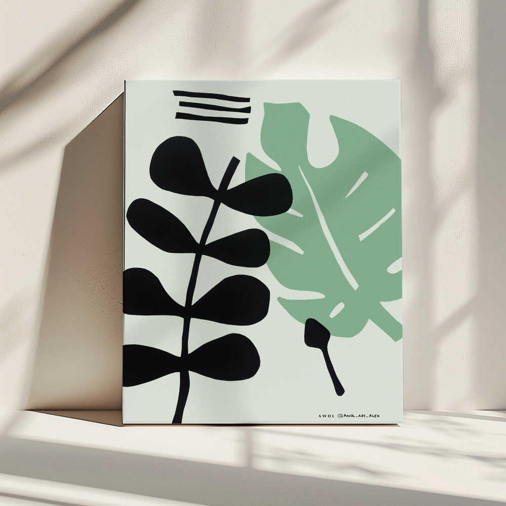 Minimalistischer Pflanzenkunstdruck, botanische Wandkunst im skandinavischen Stil | Leinwand