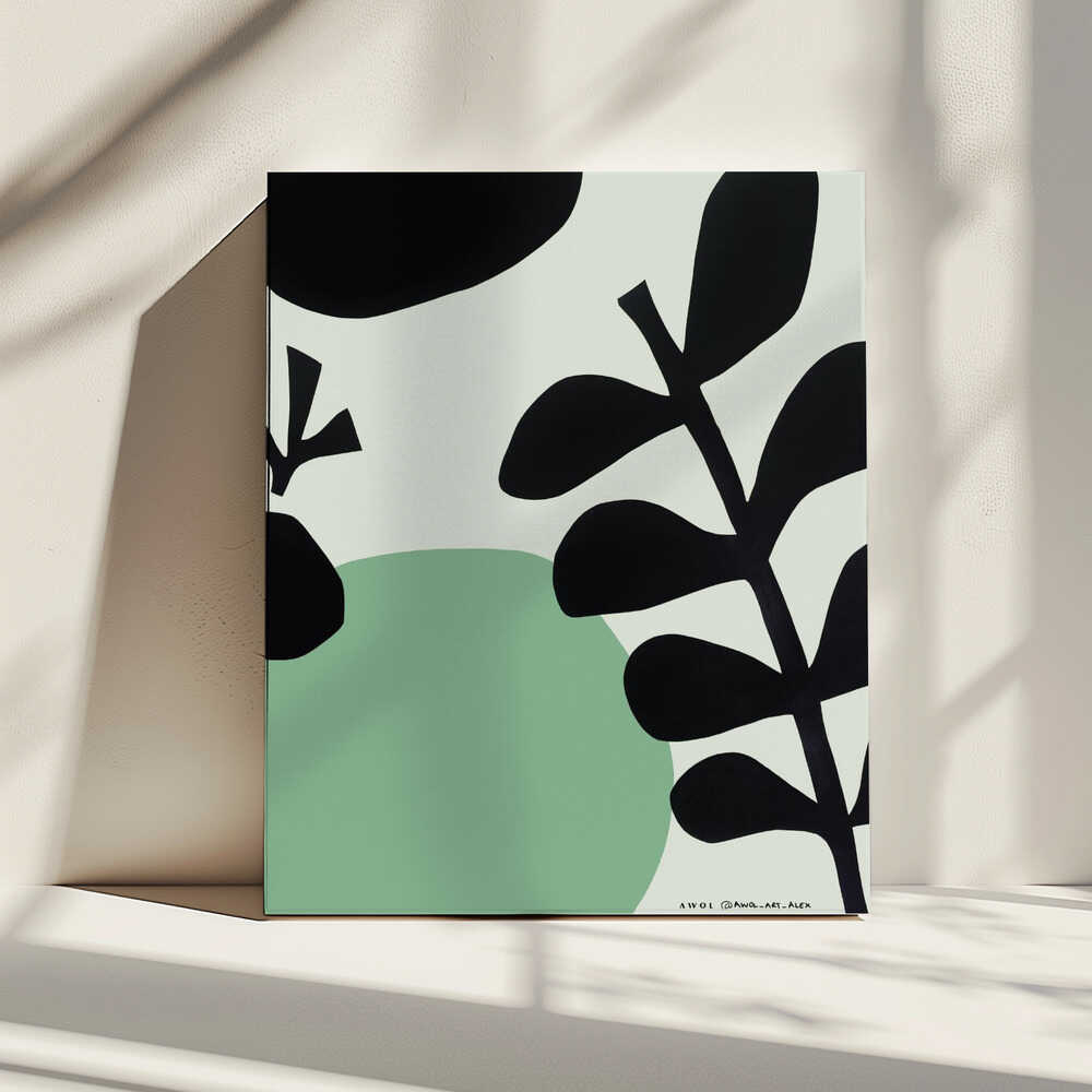 Minimalistische Gartenkunst, botanische Wandkunst mit Pflanzenillustrationen | Leinwand