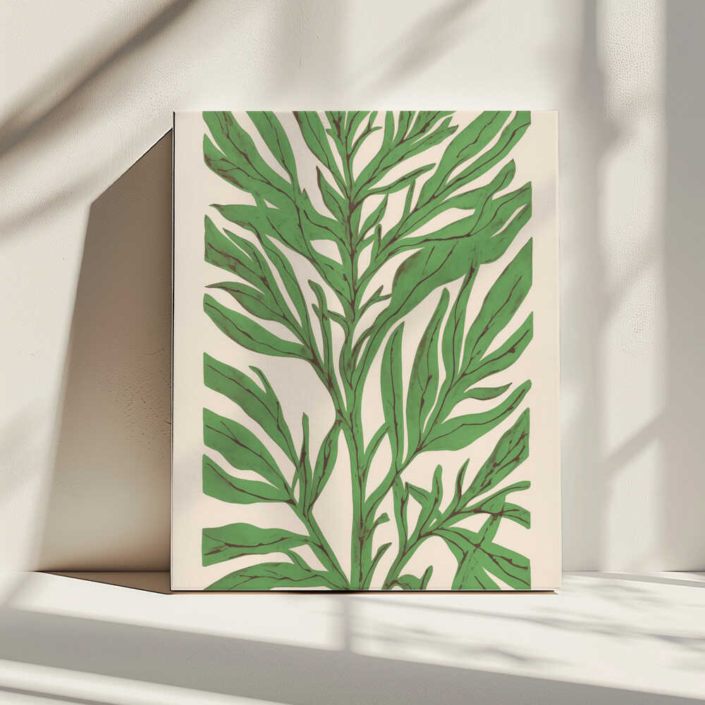 Der Ast mit grünen Blättern | Leinwand