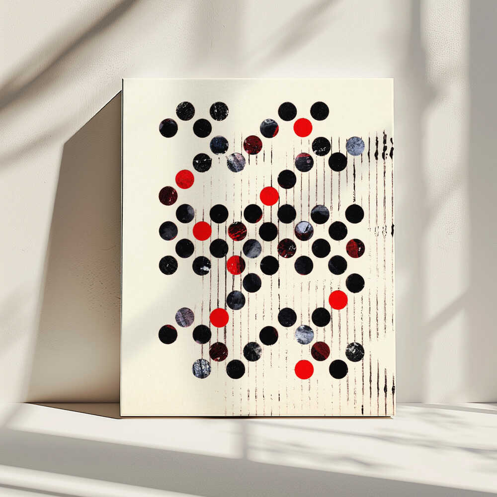 Rote, schwarze und graue Kreise | Leinwand