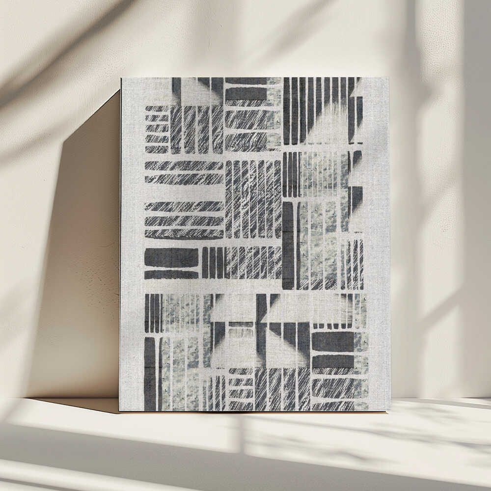Geometrische Muster mit strukturierten, monochromen Linien | Leinwand