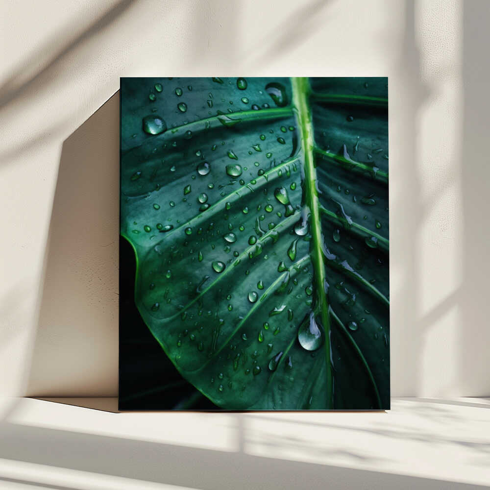 Feuille caressée par la pluie | Toile