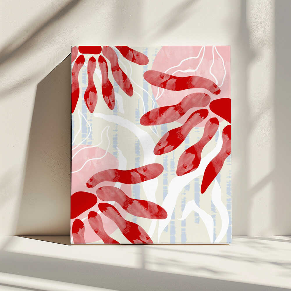 Grafische Blumen im Boho-Stil | Leinwand