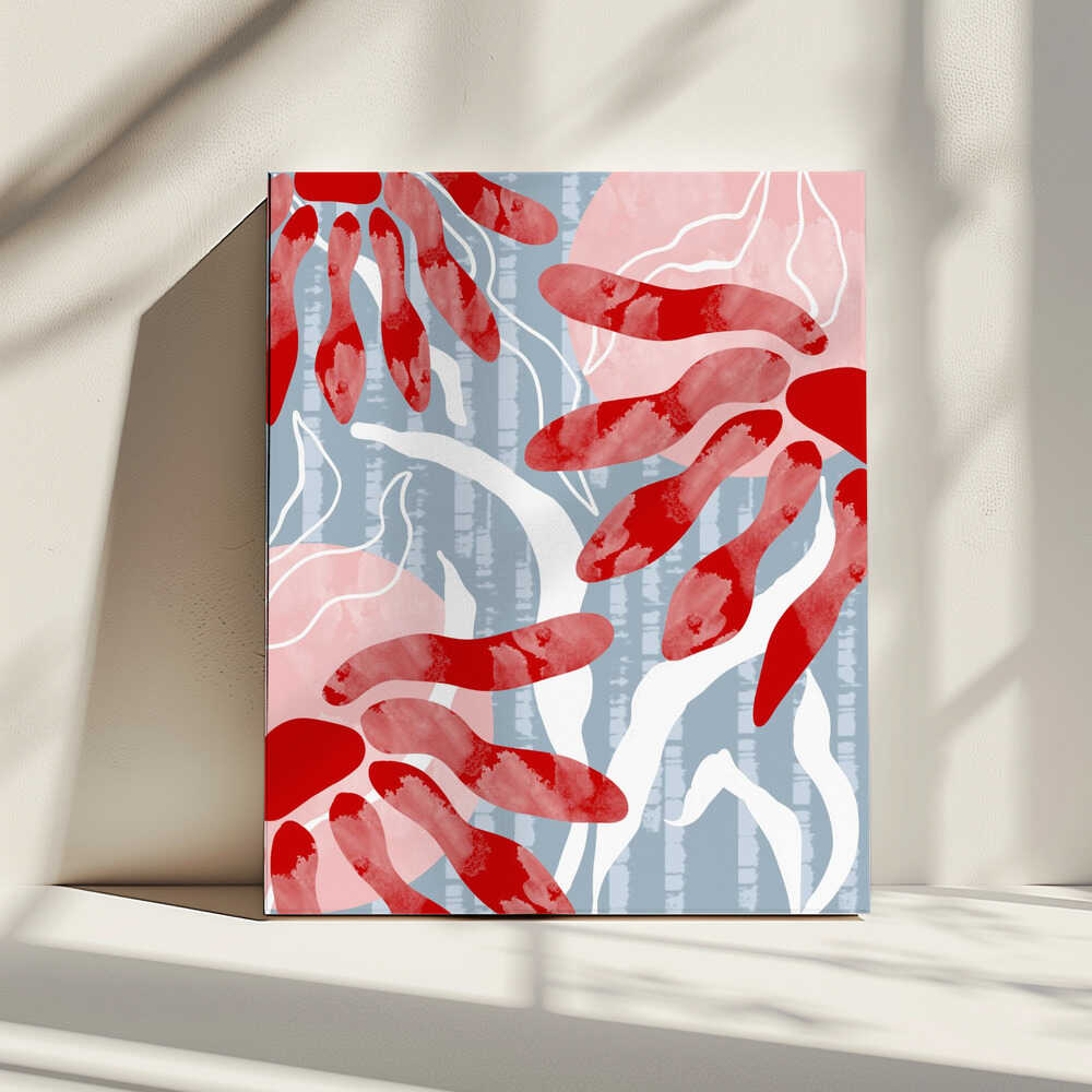 Grafische Blumen im Boho-Stil | Leinwand