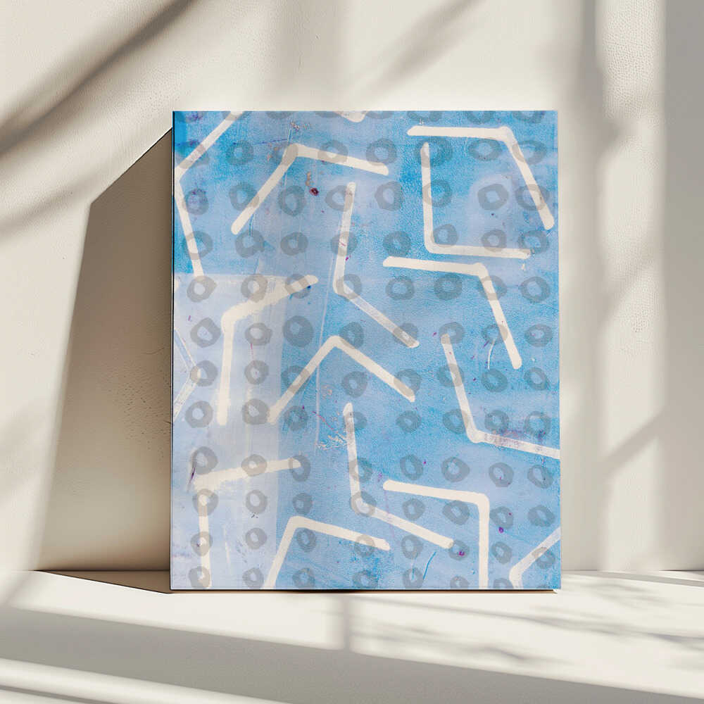 Zeitgenössische abstrakte Kunst in Weiß und Blau | Leinwand