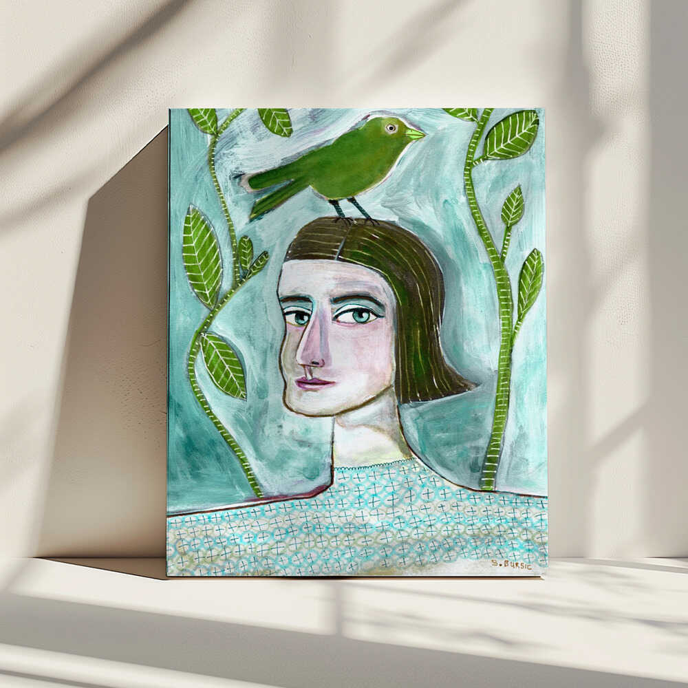 Lady with the bird | Canvas