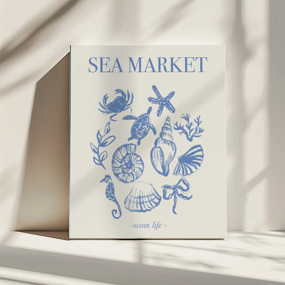 Marché de la mer Bleu Artprint | Toile