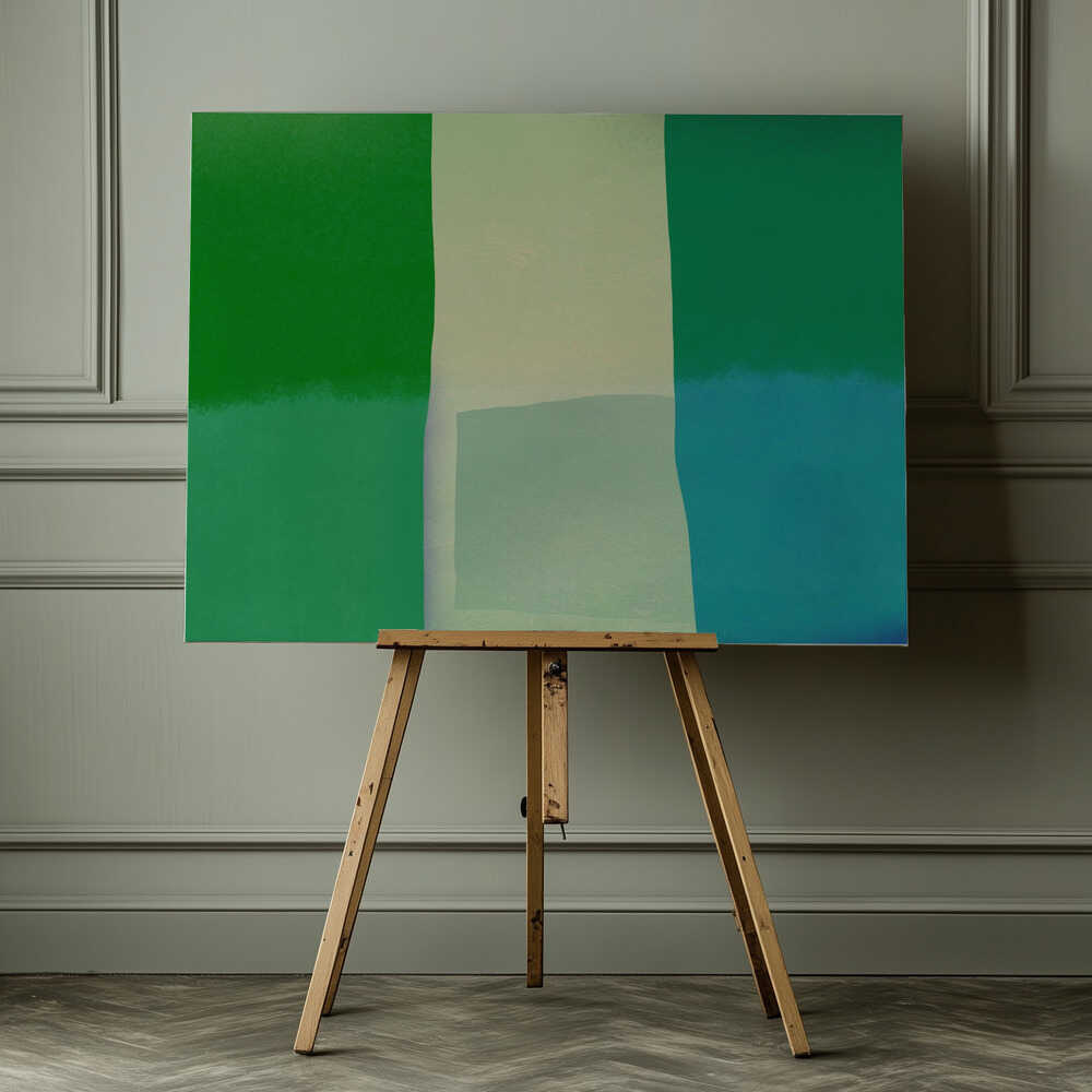 Minimalist Composition With Vibrant Green And Blue Hues | Canvas