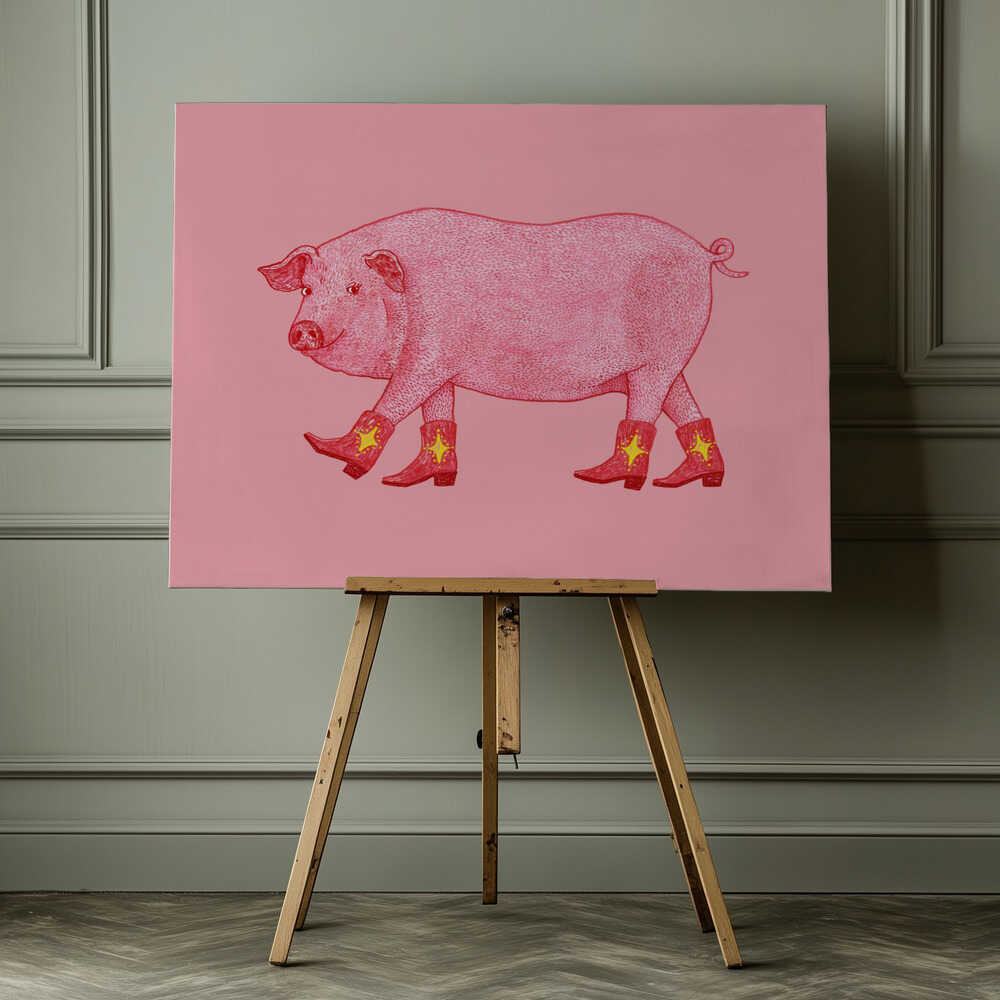 Marjorie the Cowgirl Pig | Canvas