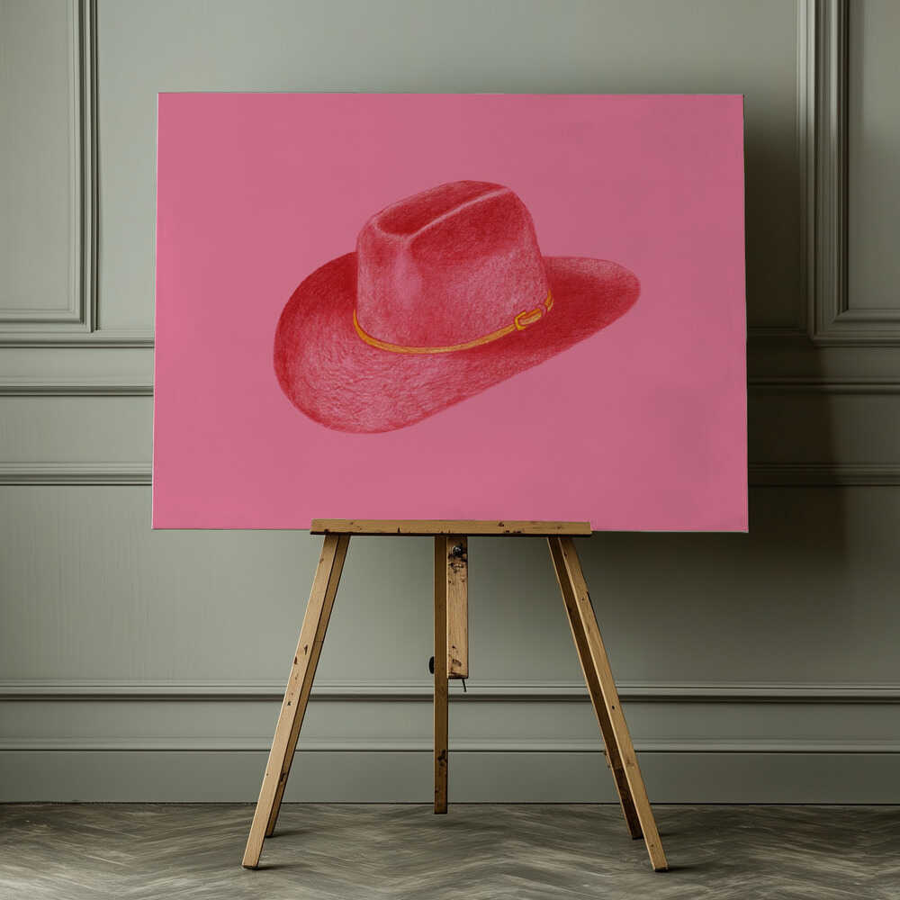 Stetson rouge sur toile rose