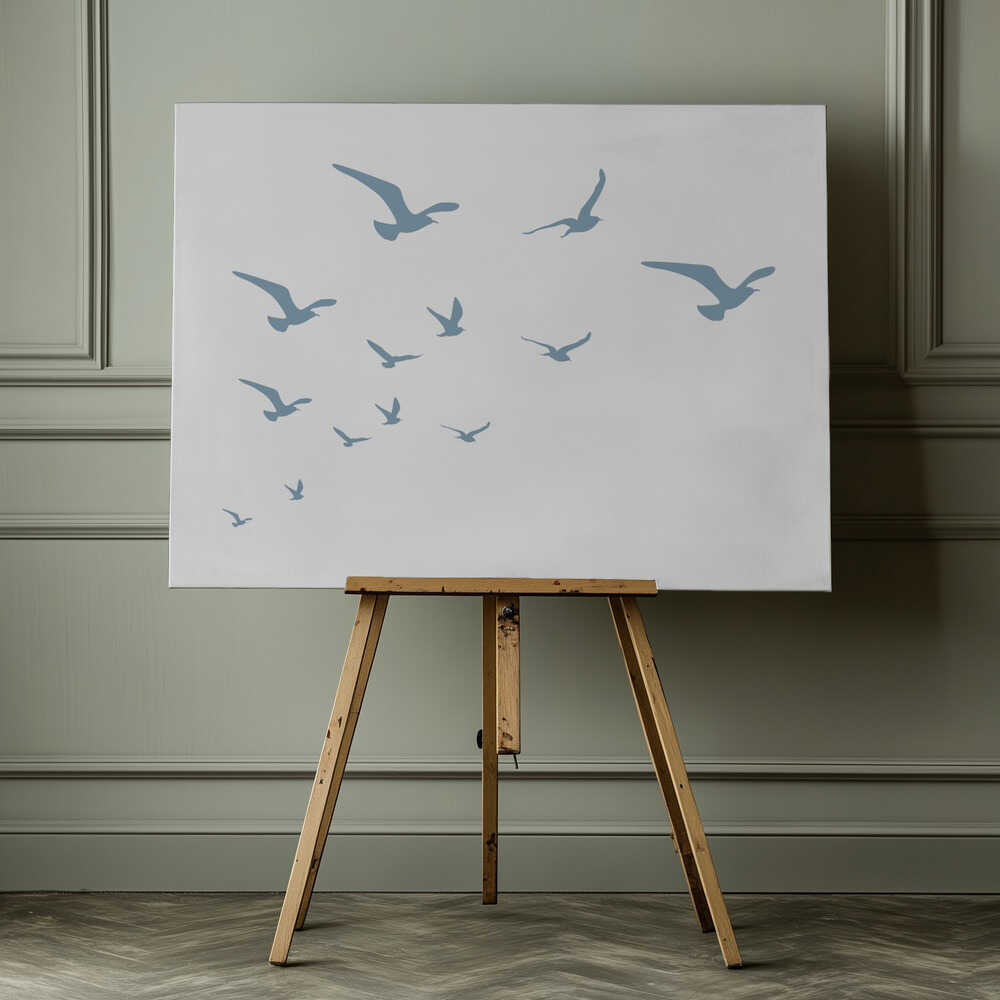 Möwen auf weißem Hintergrund | Leinwand