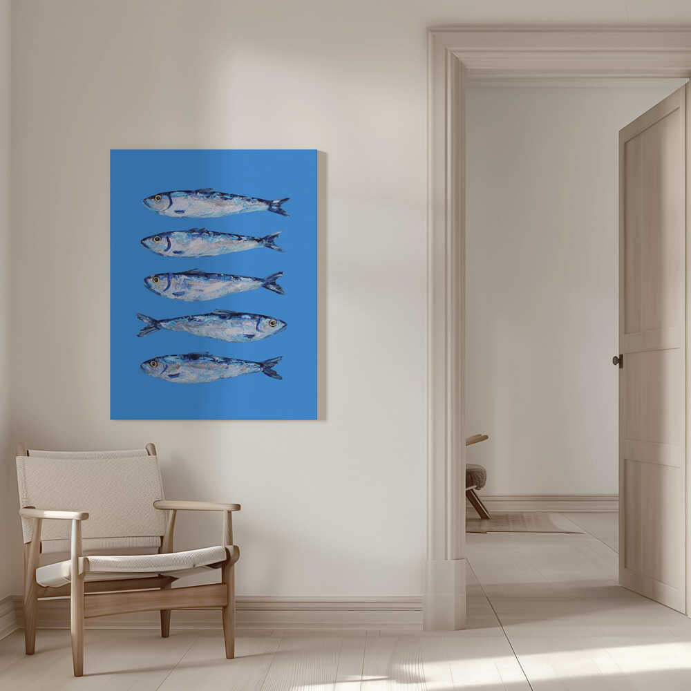 Sardines sur fond bleu | Toile