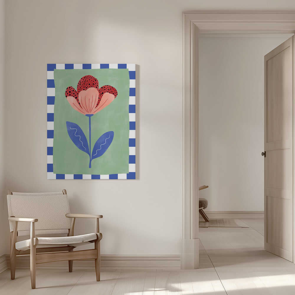 Stylized Flower With Red Petals And Black Dots | Canvas