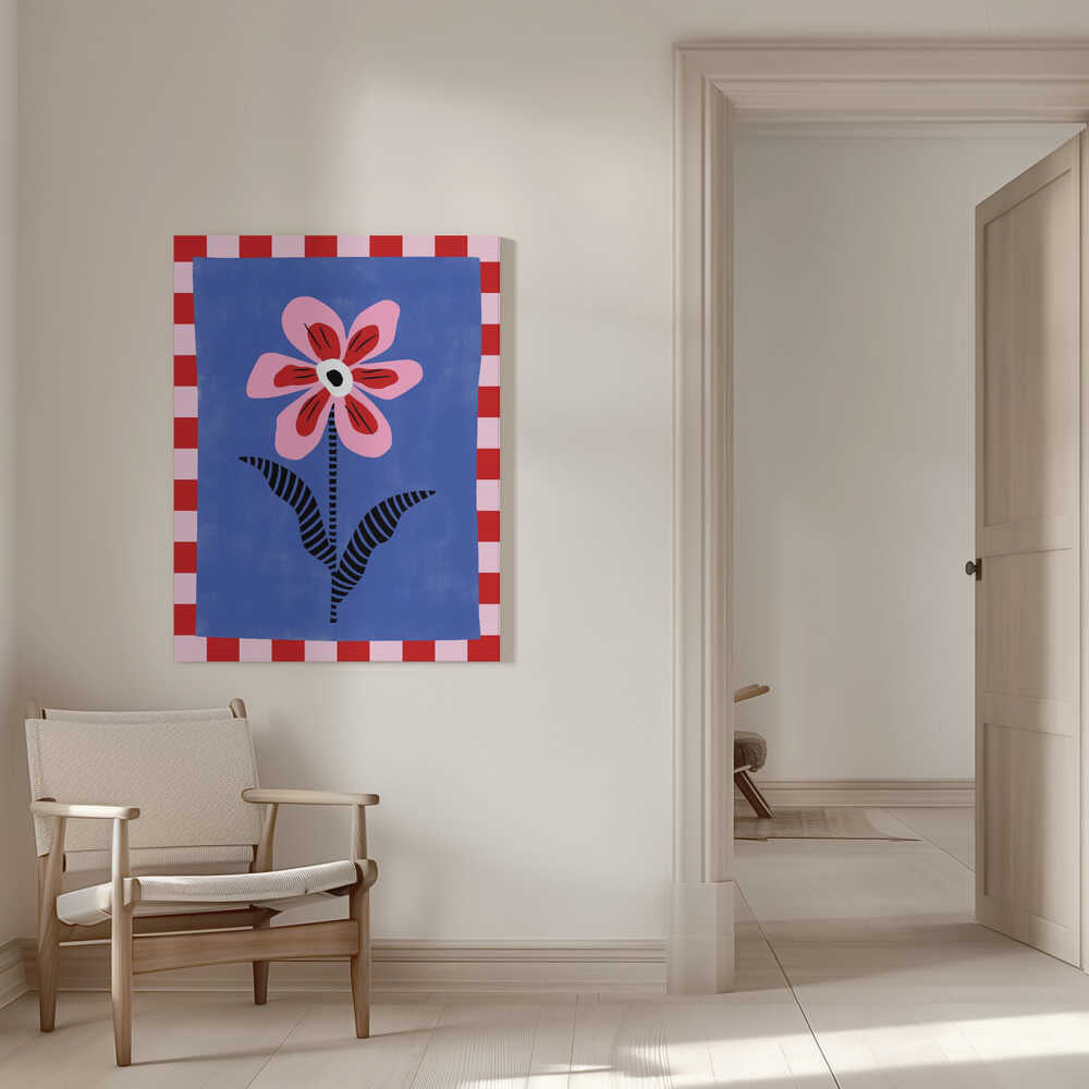 Flower with Pink Petals and Striped Leaves | Canvas