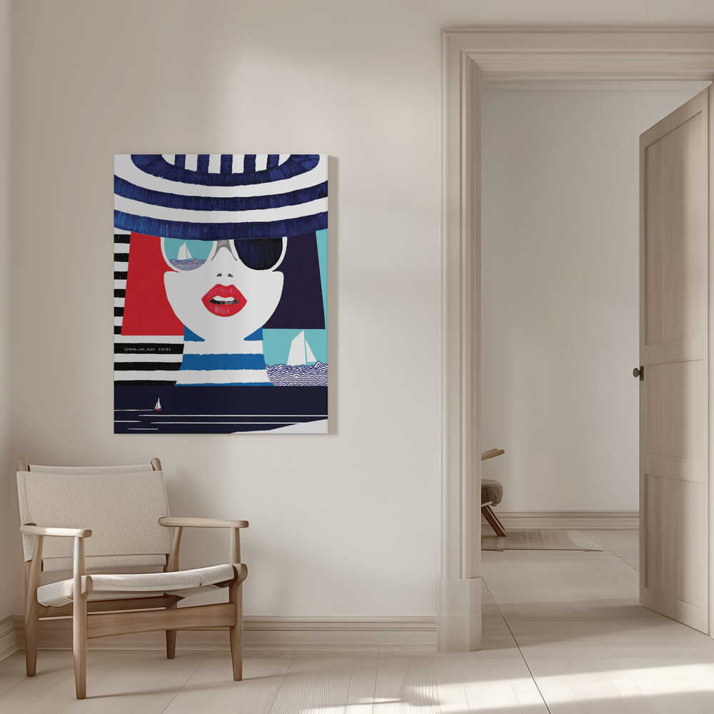 Riviera Style, Graphic Nautical Art Print Portrait | Canvas