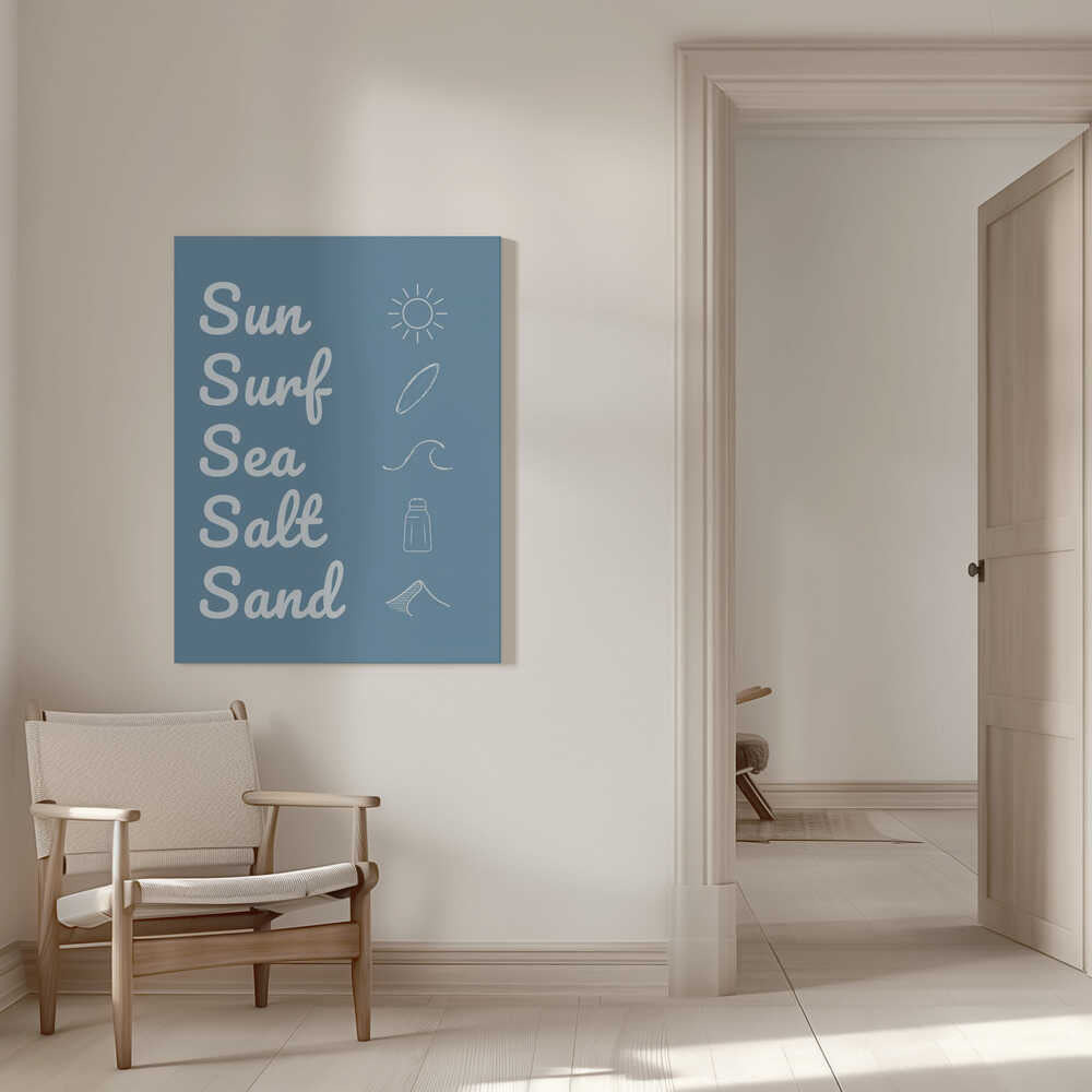 Soleil, surf, mer, sel, sable, bleu foncé | Toile