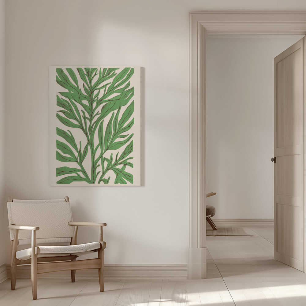 Der Ast mit grünen Blättern | Leinwand