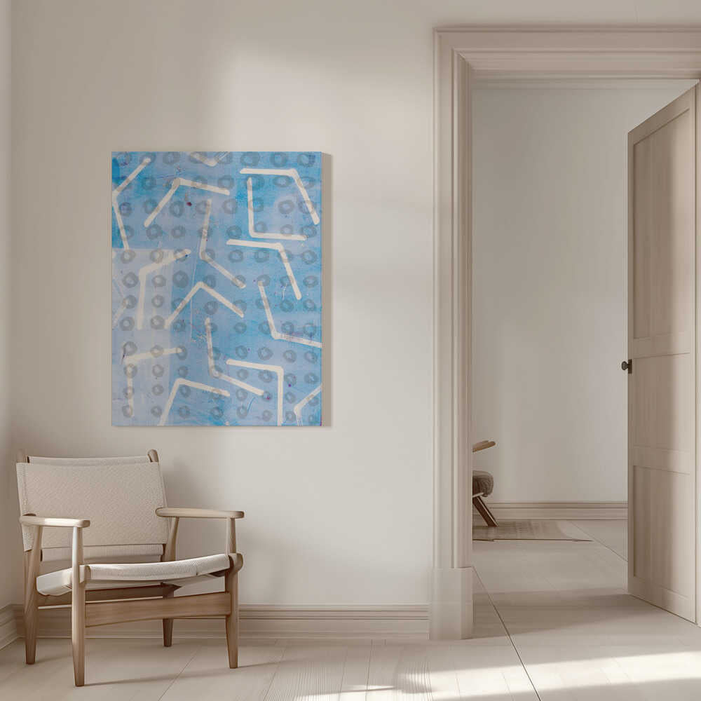 Zeitgenössische abstrakte Kunst in Weiß und Blau | Leinwand