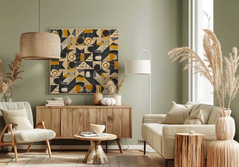 Motif quadrillé milieu du siècle huit | Toile